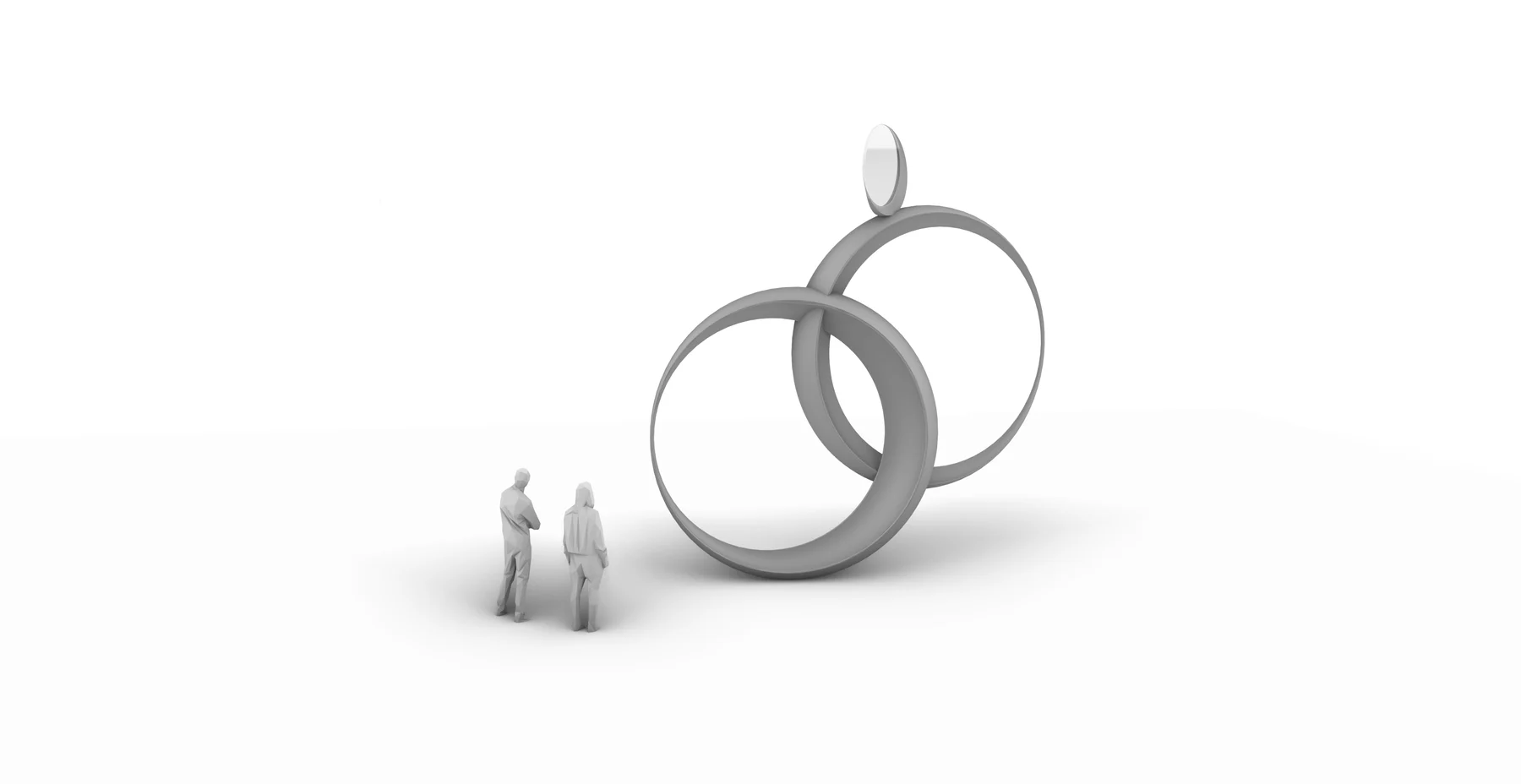 Full-scale digital study of the final circular sculpture and human figures.
